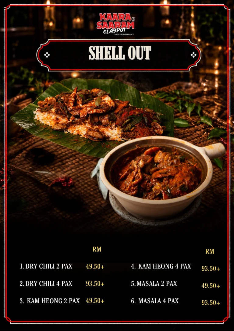 Kaara Saaram Claypot menu, page 13